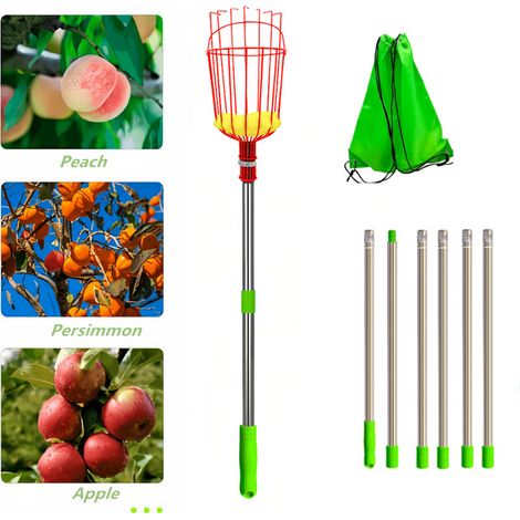 Cueille-fruits de 3,2 mètre de haut, perche à fruits avec panier, outils de cueillette de fruits, outils de jardin. (1/5)