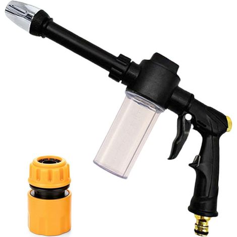 Lance d'arrosage haute pression avec rallonge, pistolet à eau pour lavage auto et jardin, buse mousse et raccord 4 points, 1429, argenté (1/5)