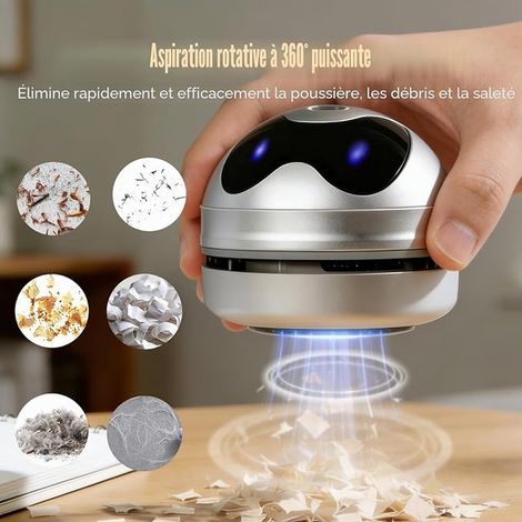 Aspirateur de Table Mini, Petit aspirateur à Main Rechargeable par USB, aspirateur Portable, aspirateur de Table Mini pour Bureau, Voiture, école et Maison