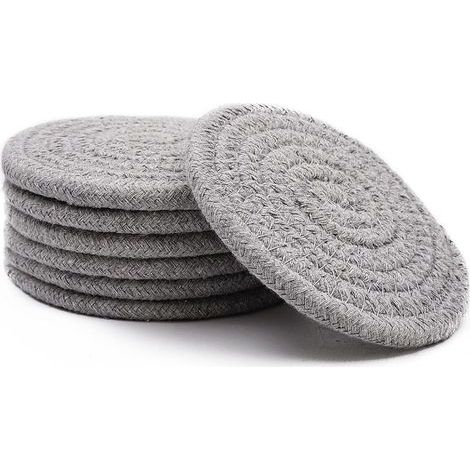 Posavasos redondos y decorativos, absorbentes y resistentes al calor, para mesas, fabricados en algodón y lino. (1/5)