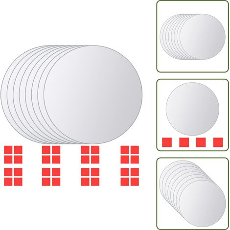 Espejos para pared - vidaXL Azulejos de espejo redondos vidrio 8 unidades - Espejos modernos