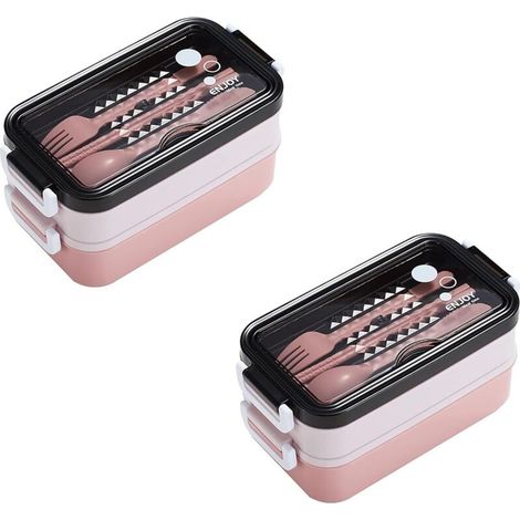 2 Boîtes à bento double couche, rose-