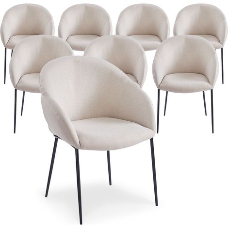 Lot de 8 chaises design enveloppant Ingrid Tissu beige (1/5)