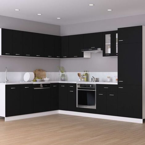 Meuble de Rangement Suspendu en Bois d'Ingénierie, Noir, 80 x 31 x 60 cm, Étagère Murale pour Salon et Cuisine (1/5)