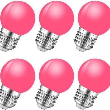 Ampoule LED Couleur 7.2 x 4.5 x4.5Lot 6 ampoules LED rose 1W E27 équivalent 5W intérieur extérieur veilleuse Halloween Noël chambre (1/4)