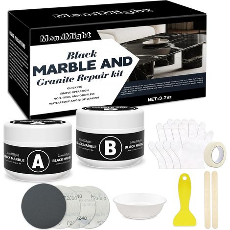 Kit Reparation Carrelage, Kit Réparation Receveur de Douche Résine, Colle Carrelage Kit de Réparation pour Comptoirs en Quartz et Marbre pour ébréchures, Trous, Bosses, Défauts, Rayures (1/5)