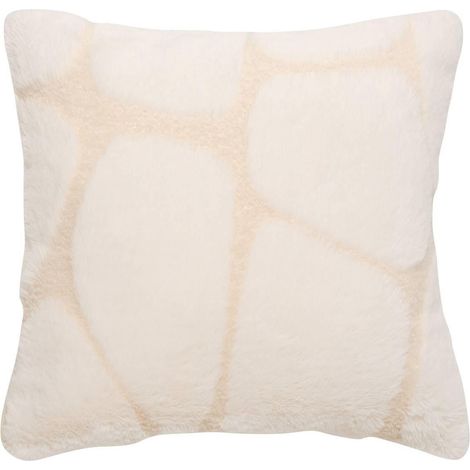 Coussin Imitation Fourrure Galets "Boucly" 40x40cm Beige (1/5)