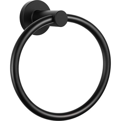 Anillo para toallas, toallero de acero inoxidable grueso, moderno toallero redondo de pared para baño y cocina (negro mate) 16,55 cm (1/5)