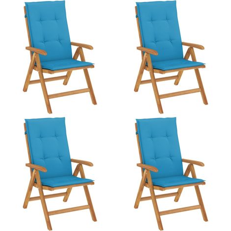 Gartenstühle mit Kissen 4 Stk. Massivholz Teak vidaXL (1/5)