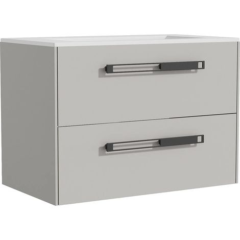 Mobile sotto lavabo sospeso con lavabo da incasso Grigio 80 cm - FELNA (1/5)