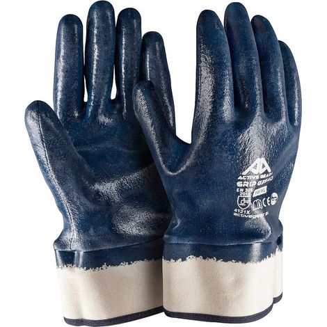 GUANTI DA LAVORO NBR BLU POLSINO DI SICUREZZA RICOPERTO M-XXL 12PAIA ACTIVE GEAR, "11/XXL"