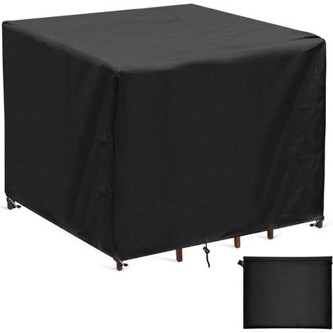 Housses Table de Jardin, 420D Oxford Carre Housse Salon de Jardin Imperméable, Résistance au Vent, Bache Protection Carre Tab (1/4)