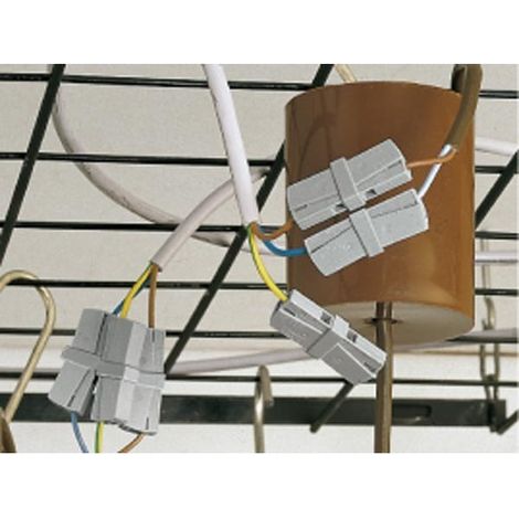 Connecteur rapide 2 voies en ligne, 1 rigide + 1 rigide, semi-rigide ou souple, diamètre maximum 2,5 mm², gris