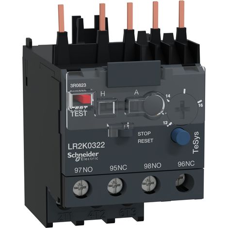 Relé térmico TeSys LR2K 12...16A clase 10A con montaje bajo contactor y fácil mantenimiento (1/3)