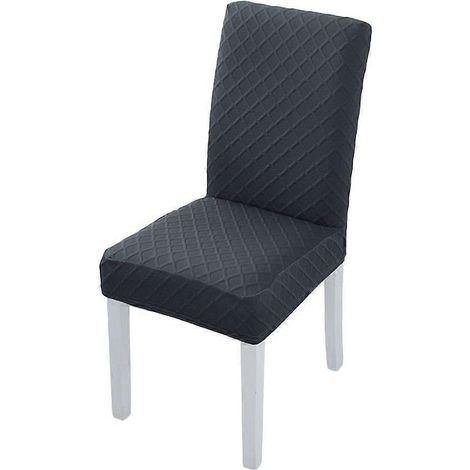 Housse de chaise élastique amovible et résistante aux taches, compatible avec la décoration de la cuisine et de la salle à manger, gris foncé. (1/5)