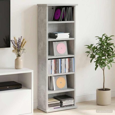 vidaXL CD Cabinet Concrete Grey 32 x 17 x 92 cm Engineered Wood (1/5)