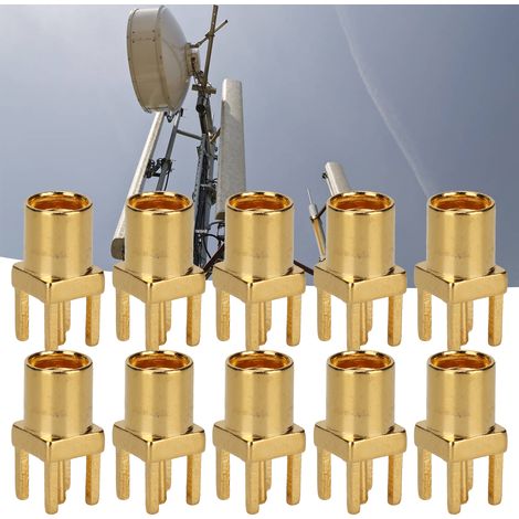 Connecteur femelle MMCX-KE pour circuit imprimé à souder, à quatre broches, vendu par lot de 10. (1/5)