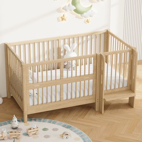 Bett Bettgestell Umwandelbar Massivholz Natur OKMYHOME
