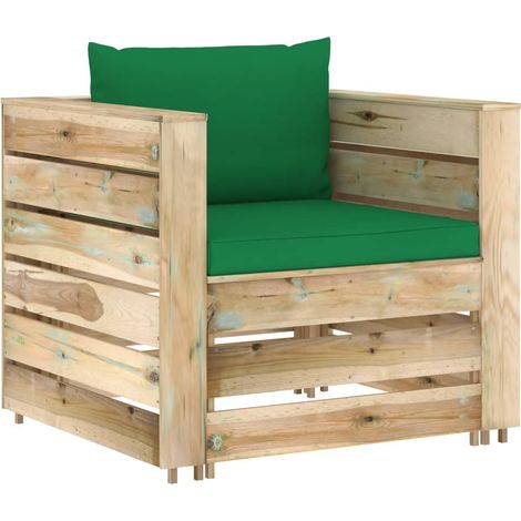 Maison Exclusive - Set Salotto da Giardino 2 pz con Cuscini Legno Impregnato Verde