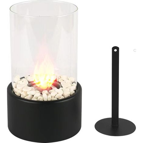 Cheminée bioéthanol portable avec coussin PU – Durée de combustion 70 minutes – Capacité 140 ml – Pour intérieur et extérieur
