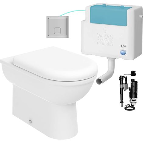 Gloss White D Shape Back to Wall Toilet and Concealed Cistern Set - Side Entry (1/4)