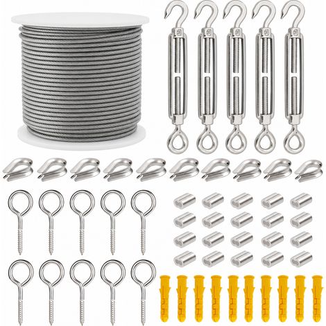 Kit de Câble Inoxydable Gainé de PVC 30 m 40 Pièces pour Jardin (1/5)