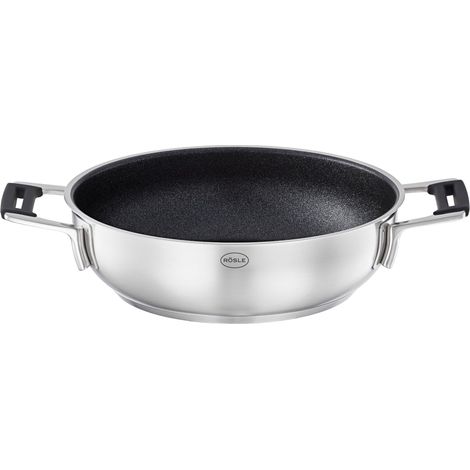 Poêle de Service - Poêle Revêtement Anti-adhésif - Manche Silicone, Acier Inoxydable 18/10 - Compatible Induction, Passe au Lave-Vaisselle, 24 cm (1/3)
