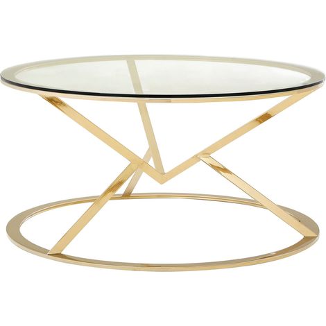Interiors by Premier Versatile Corseted Round Champagne Coffee Table, Geometric Display Table, Unique Decorative Coffee Table (1/3)