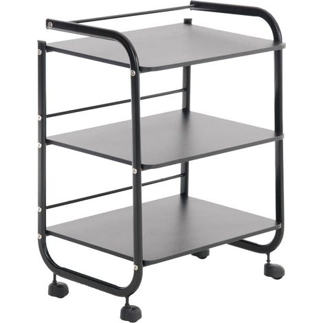 Carro de servicio con ruedas para salón de belleza cocina office en metal negro 100003063