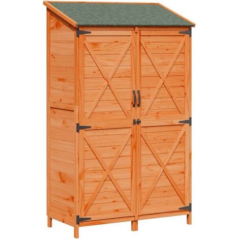 Chalet de jardin marron, 106 x 56 x 176,5 cm, bois d'ingénierie (1/5)