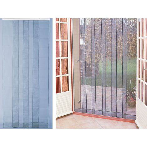 Rideau de porte moustiquaire 160 x 220 cm – Tissu en fibre de verre plastifiée – Maille serrée – Facile à installer – Morel (1/5)