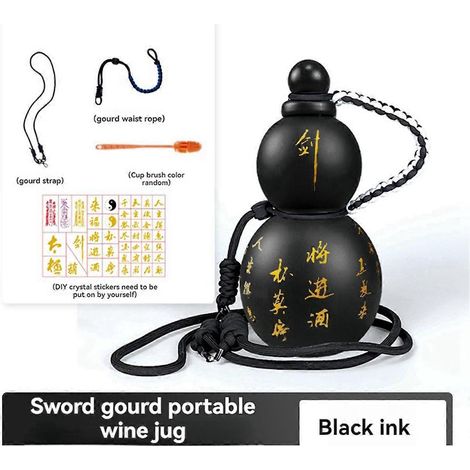 Schwarze Wasserflasche im chinesischen Retro-Stil in Form einer Kalebasse