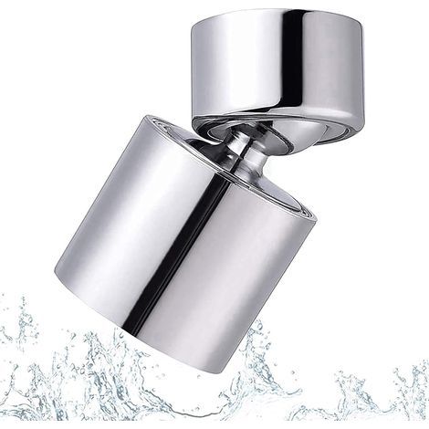 360 Degree Swivel Faucet Aerator, Water Saving Filter Kitchen Faucet Head with 2 Adjustable Spray Modes - Polished Chrome (1/5)