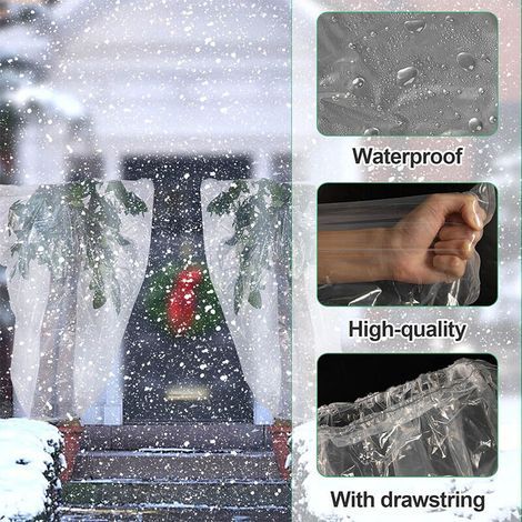 1 Winter-Pflanzenschutzhülle mit Kordelzug – 120 × 180 cm – Transparente und wasserdichte Kunststoffhülle für Pflanzen, Sträucher und Jungpflanzen im Freien – Schutzhülle (1/3)