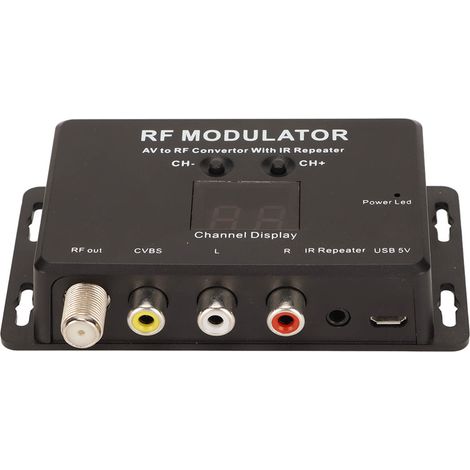 Modulateur RF, convertisseur AV vers RF professionnel avec répéteur IR pour décodeur, enregistreur numérique et DVD. (1/4)