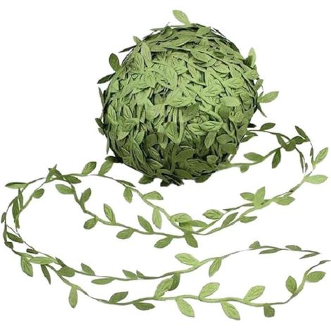 Guirlande de Feuilles Artificielles Vertes en Tissu 1 Rouleau 20 Yards (1/5)