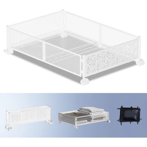 MINKUROW Almacenamiento debajo de la cama, contenedores de almacenamiento con ruedas, cajón de almacenamiento de zapatos de metal para dormitorio, ropa, zapatos, mantas - negro (1/5)