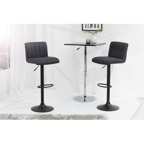 MEUBLER DESIGN Tabouret De Bar Rétro Pivotant Portland Vintage Gris Tabouret De Bar, Polyuréthane, Métal, Style , 42 x 49 x 109 cm