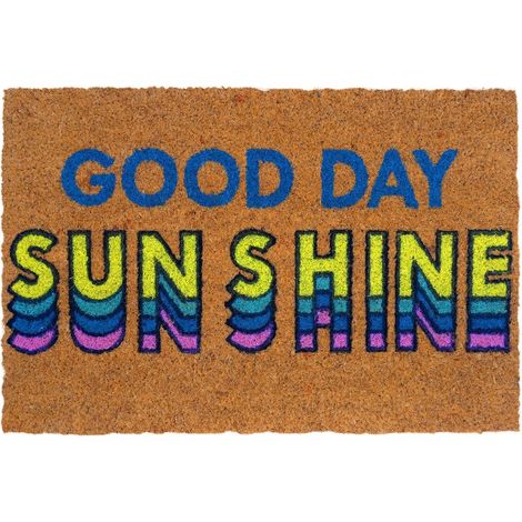 Tapis d'entrée coco 'Good Day Sunshine', rétro, antidérapant, intérieur & extérieur, 40 x 60 cm, multicolore (1/5)