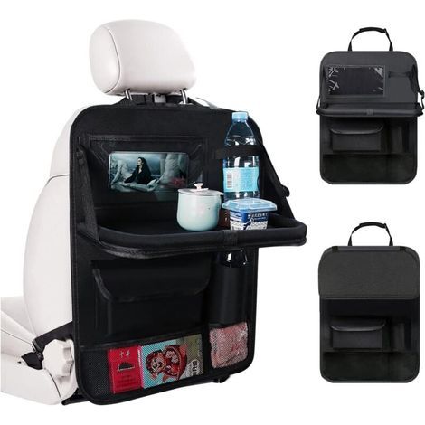 Organisateur de Voiture, Organisateur Voiture Enfant avec Plateau et Poche pour Téléphone/Tablette, Imperméable Organiseurs de Siège Arrière de Voiture pour Rangement des Jouets/ Livres/-JUSCH Bouteil (1/4)