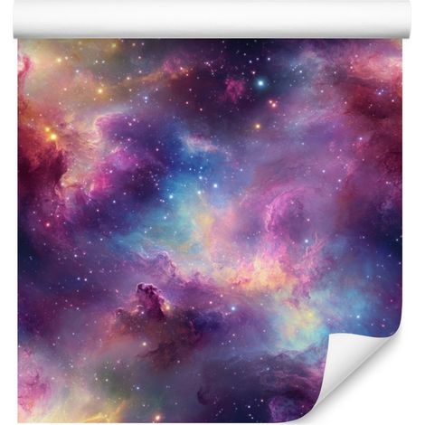 Papel pintado Galaxia en acuarela, violeta, azul e índigo, 50x1000 cm. (1/5)