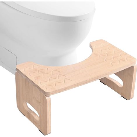 Tabouret WC Bambou - 1 Unité - Bois Naturel Pliable - Ergonomique Anti-dérapant - Adultes et Seniors - 40x22x18 cm (1/5)