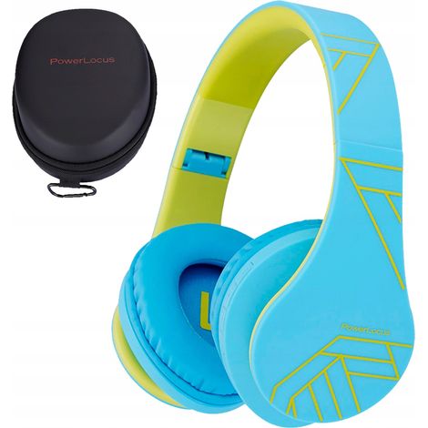 Casque audio sans fil Bluetooth bleu-vert PowerLocus pour enfants (1/5)