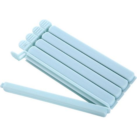 5 clip di chiusura riutilizzabili e portatili per sacchetti di plastica per alimenti, ideali per conservare snack, colore blu. (1/5)