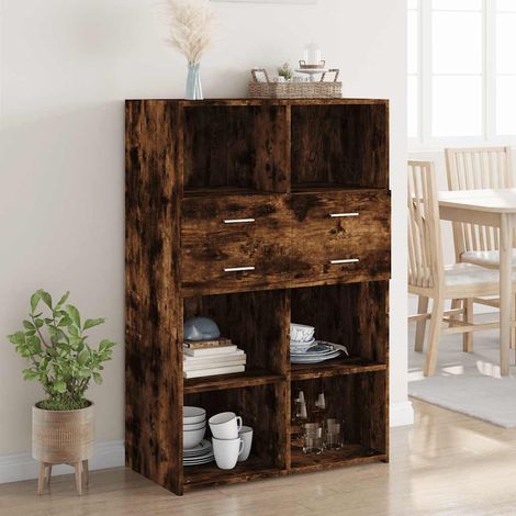vidaXL Buffet haut chêne fumé 80x42,5x124 cm bois d'ingénierie (1/5)