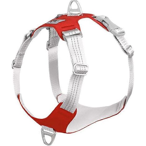 Harnais chien réglable respirant, collier réfléchissant, ceinture sécurité, gilet mesh pour petit moyen chiot, chat, taille XL, rouge.
