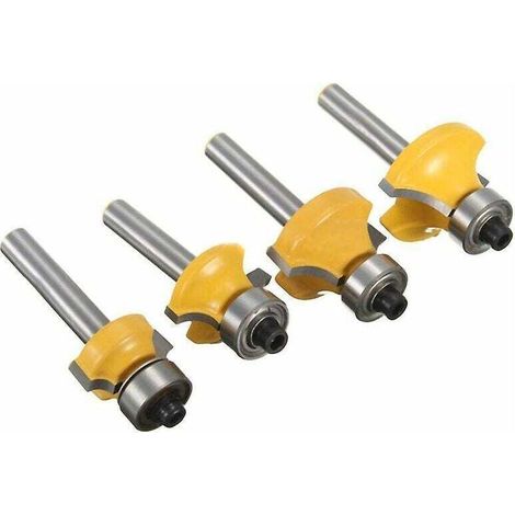 4-teiliges 1/4"-, 1/4"-, 1/2"-, 1/2"-Rundschaftfräser-Set, Rundradius 1/2" für Frästischzubehör - Crezuo