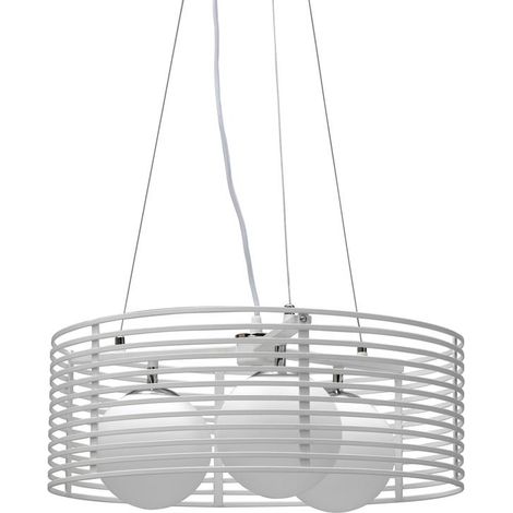 Lampada a sospensione in metallo con paralume bianco D50xD500x120h cm (1/3)