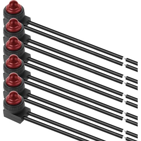 6Pcs 12V-24VDC 110-220VAC Interrupteur à Bouton-Poussoir Étanche, Interrupteur à Bouton-Poussoir Autobloquant pour Éclairage Extérieur, Rouge