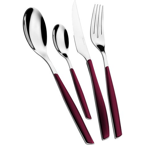 Set posate 24 pezzi in scatola regalo con finestra Glamour Rosso Granata Tinta unita Bugatti (1/5)